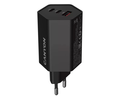 Ładowarka i akumulator CANYON Ładowarka sieciowa HEXAGON 65 GaN 65W 2xPD 1xQC EU Czarna